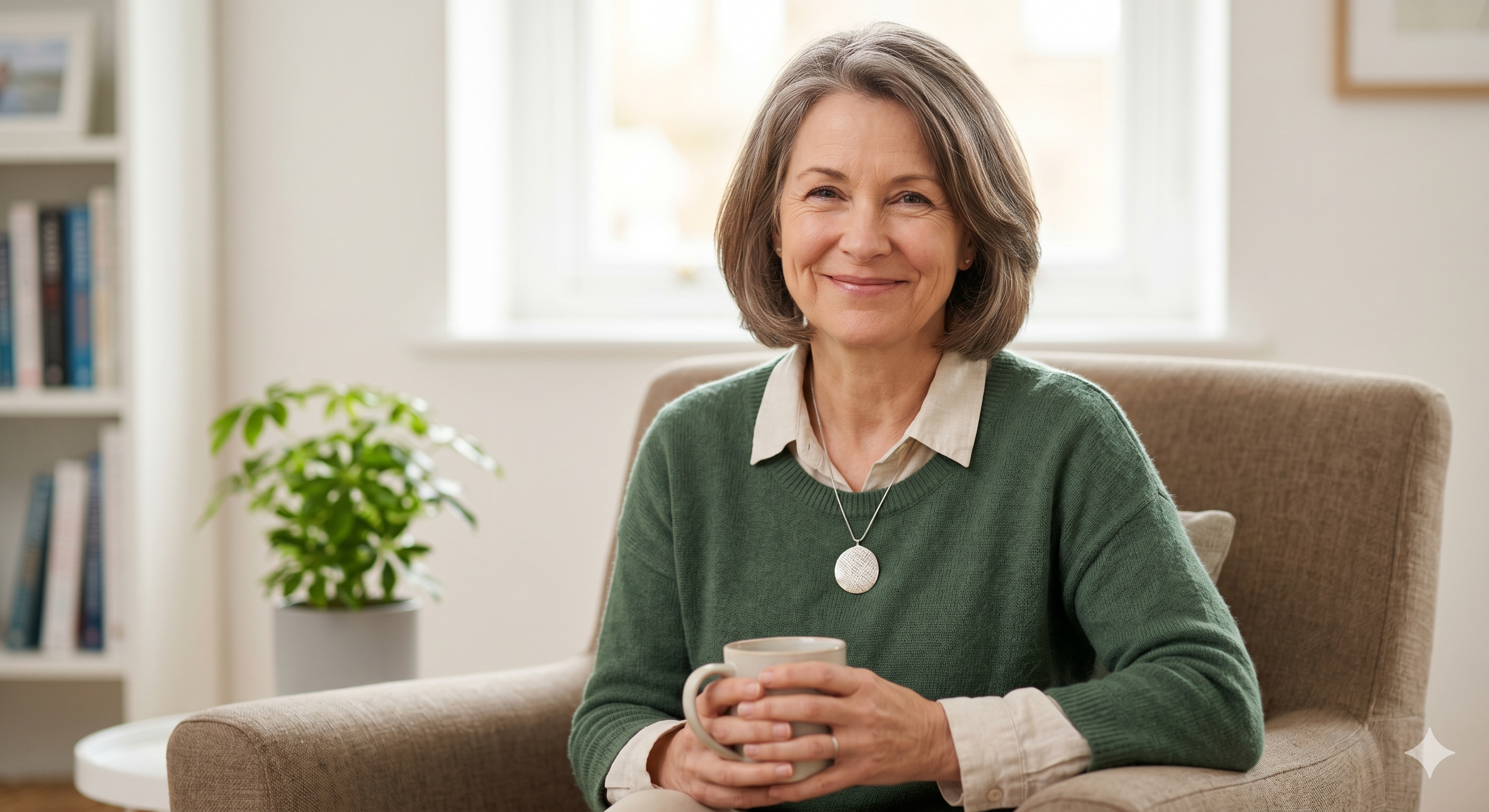Portrait of the therapist smiling softly.
